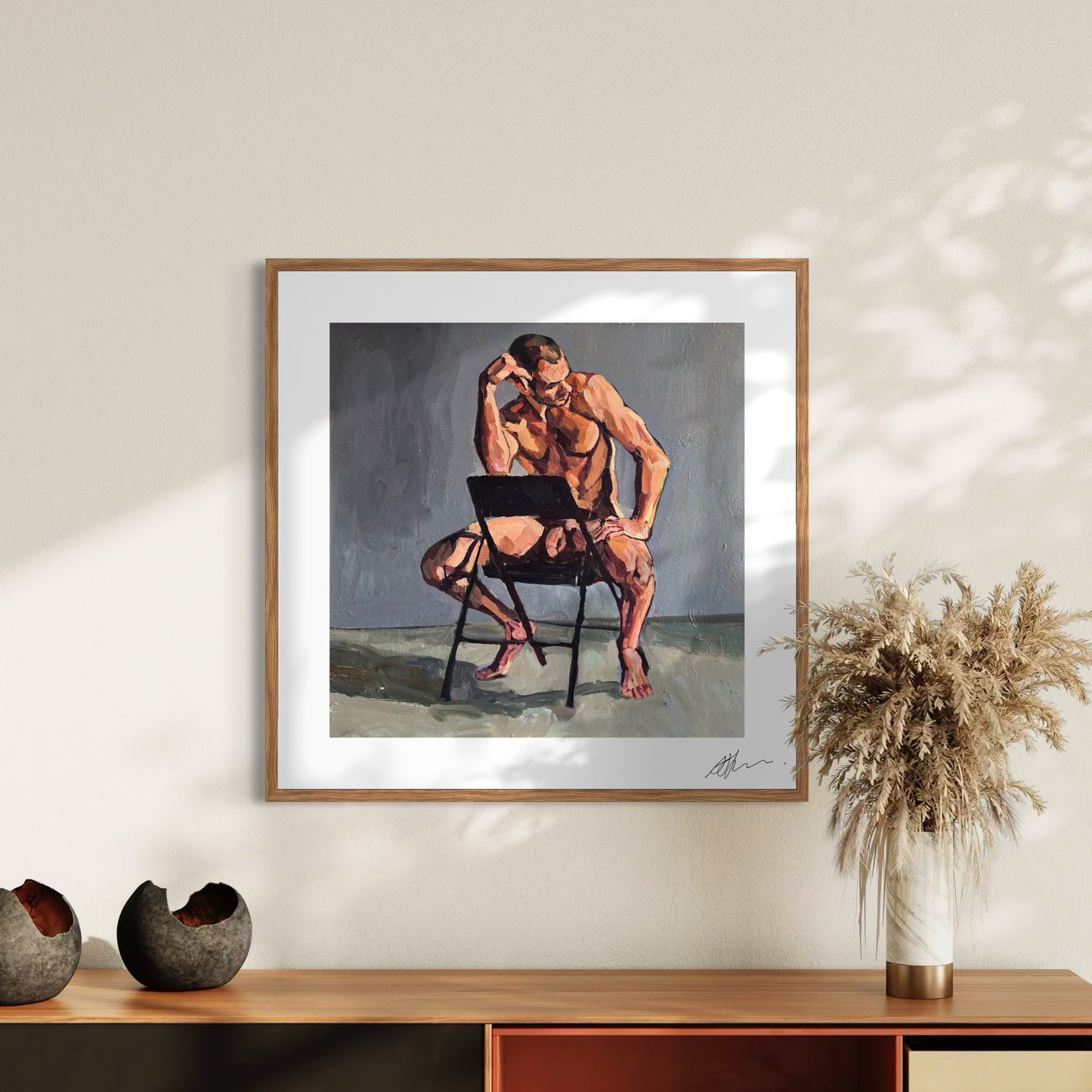 Johnny astride a chair (2025) by Andy Sylvester