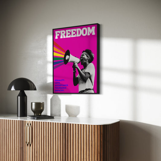 Freedom Queer Rights Poster - Equality, Love, Acceptance - LGBTQ+ Empowerment Art