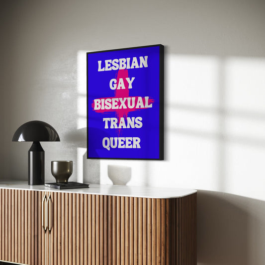 LGBTQ+ Alphabet Power Art Print - Queer, Bisexual, Gay, Trans Pride Poster