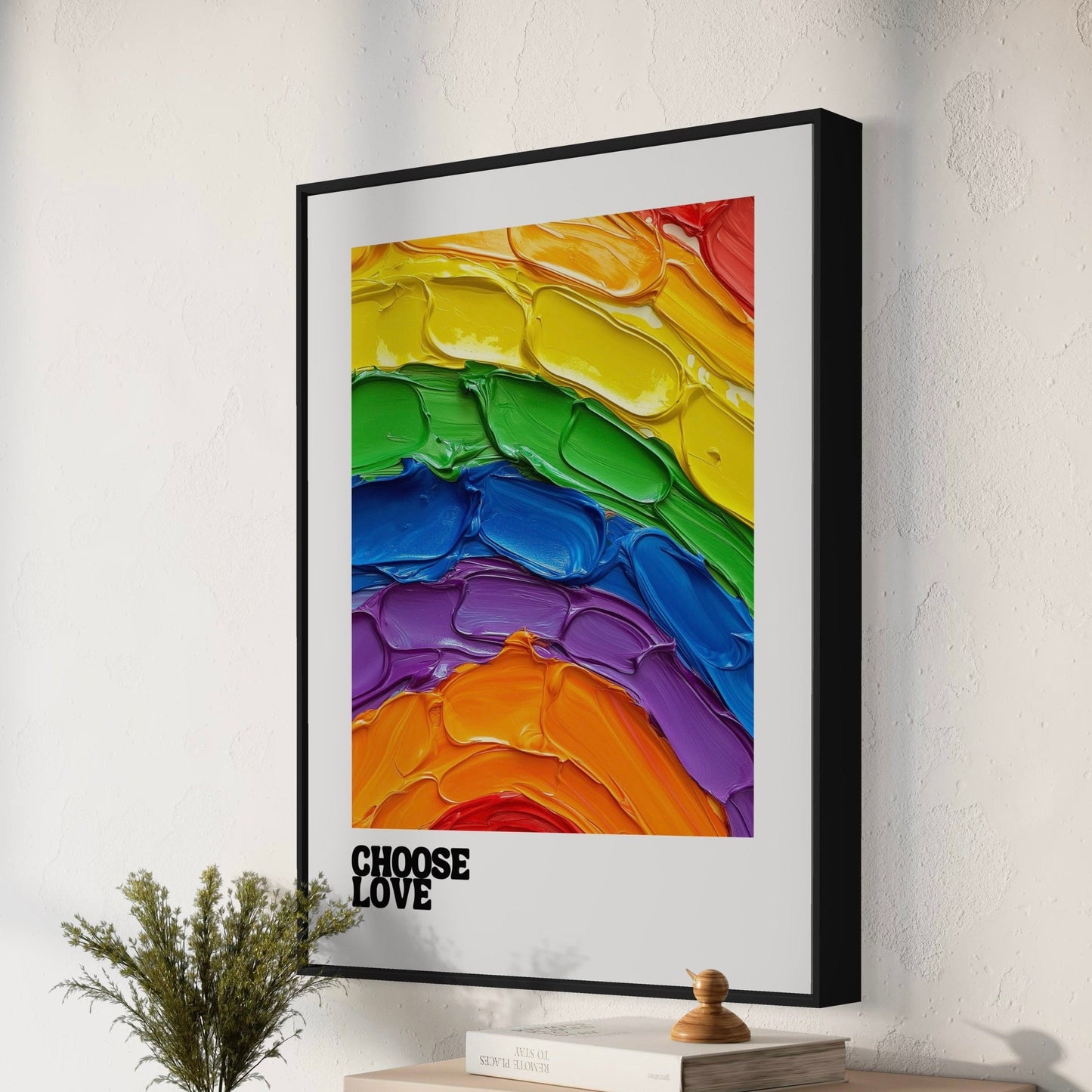 LGBTQ+ Wall Decor "Choose Love Pride Art Print" | Rainbow Poster for Queer Visibility, Inclusive Pride Artwork, LGBTQIA Home Decor