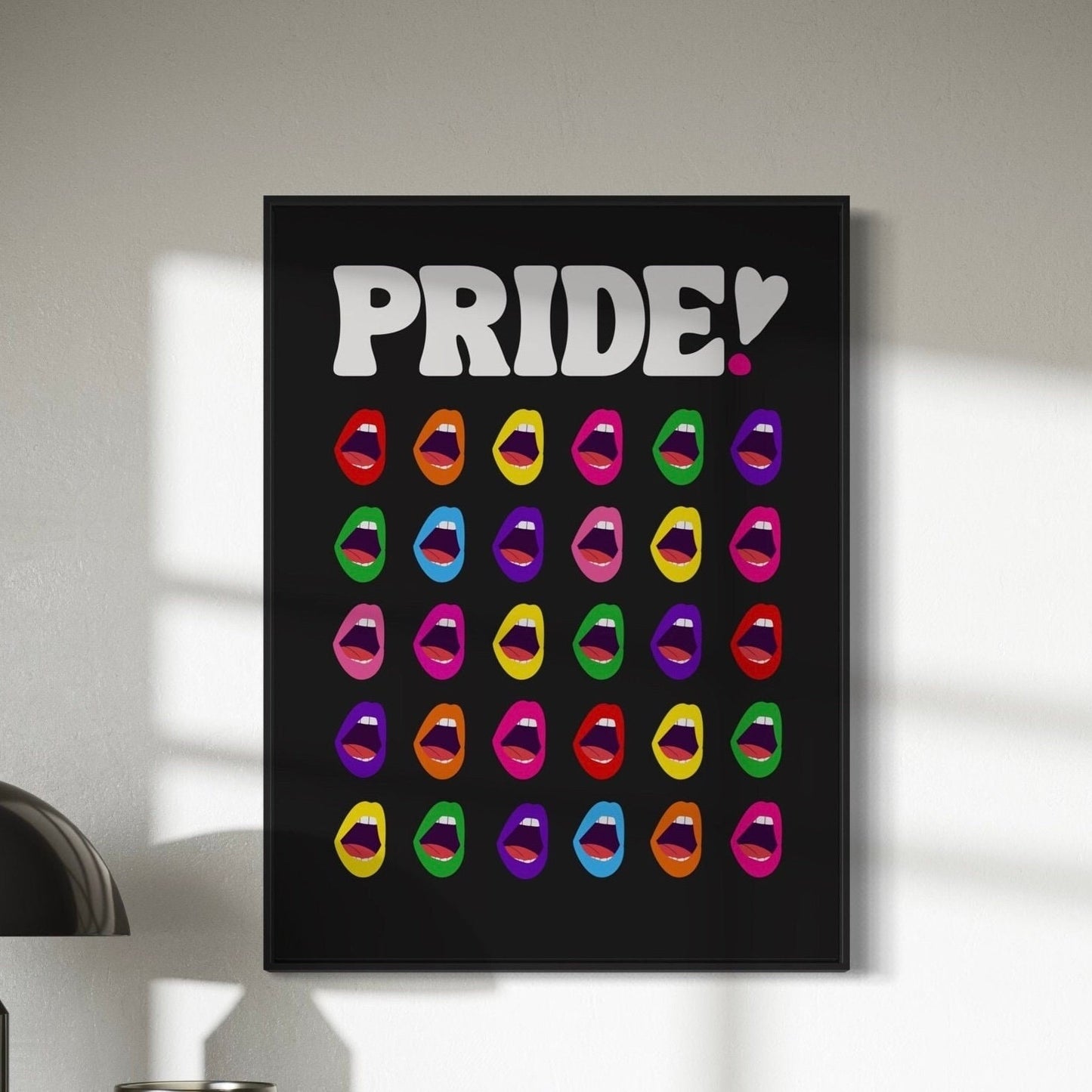 Pride Art Print, Colourful LGBTQ+ Poster, Queer Art, Rainbow Pride Lips, Pride Month Gift