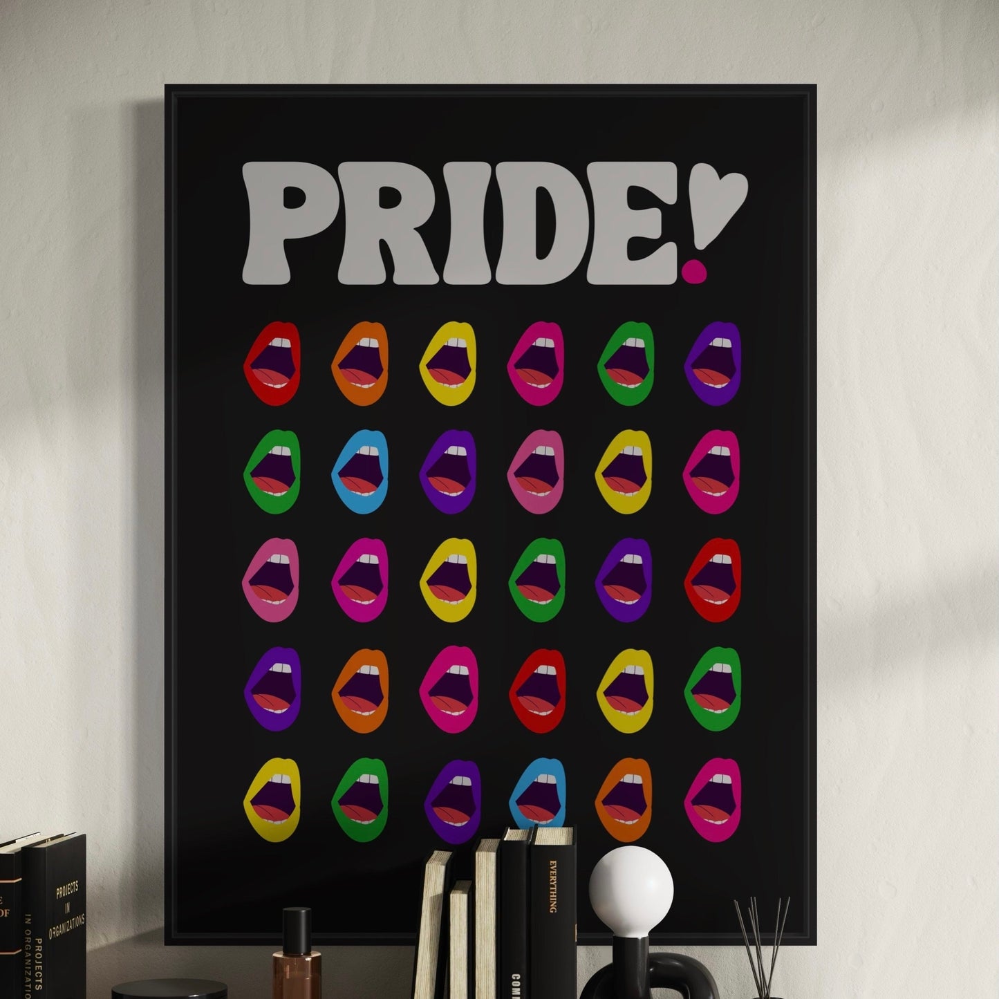 Pride Art Print, Colourful LGBTQ+ Poster, Queer Art, Rainbow Pride Lips, Pride Month Gift