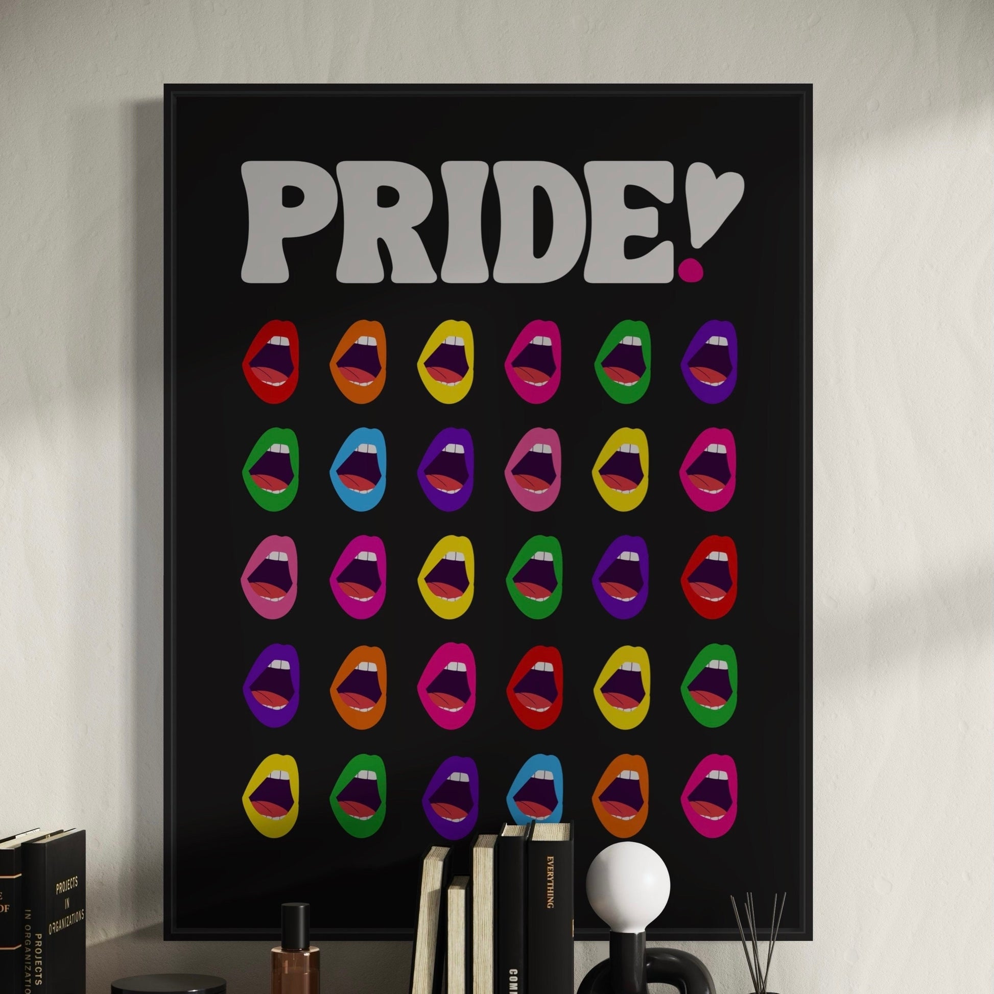 Pride Art Print, Colourful LGBTQ+ Poster, Queer Art, Rainbow Pride Lips, Pride Month Gift