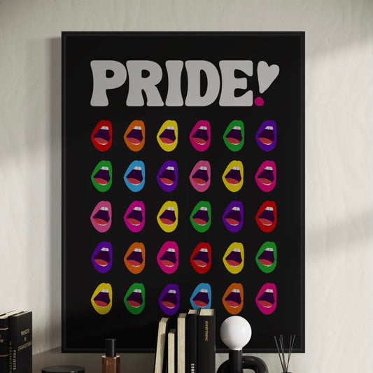 Pride Art Print, Colourful LGBTQ+ Poster, Queer Art, Rainbow Pride Lips, Pride Month Gift