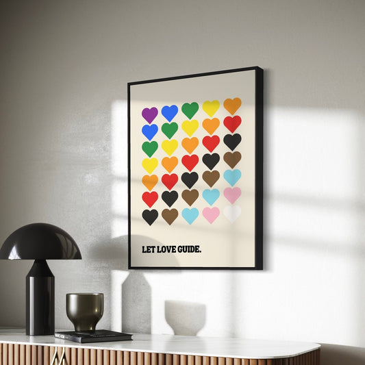 Progress Pride Art Print, Vibrant LGBTQ+ Flag Artwork for Empowerment & Visibility, Let Love Guide Print, Colourful Rainbow Wall Art