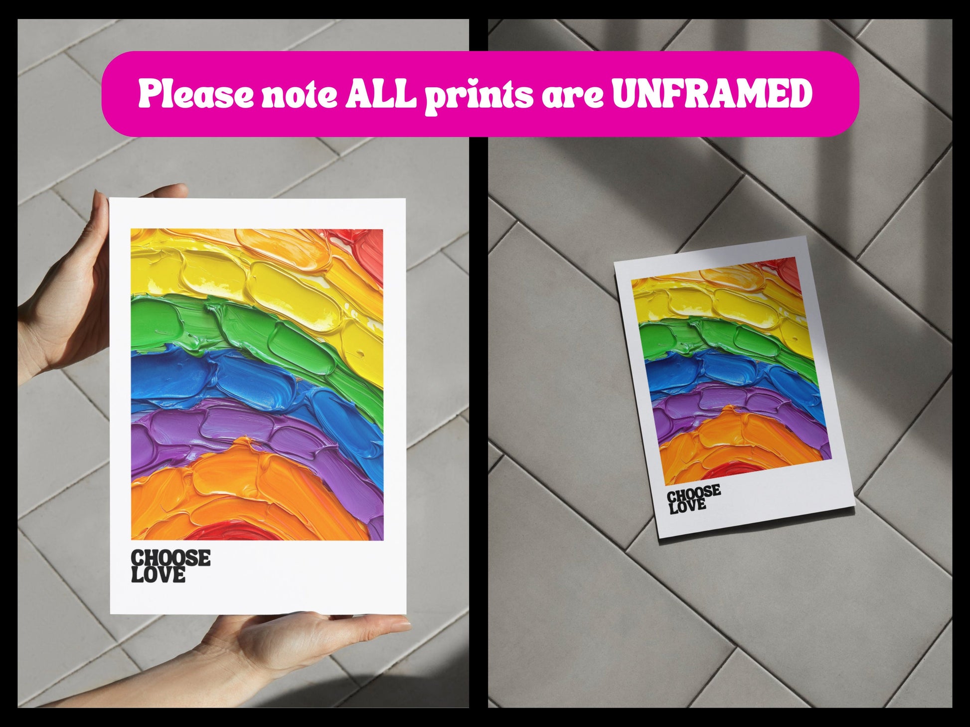 LGBTQ+ Wall Decor "Choose Love Pride Art Print" | Rainbow Poster for Queer Visibility, Inclusive Pride Artwork, LGBTQIA Home Decor