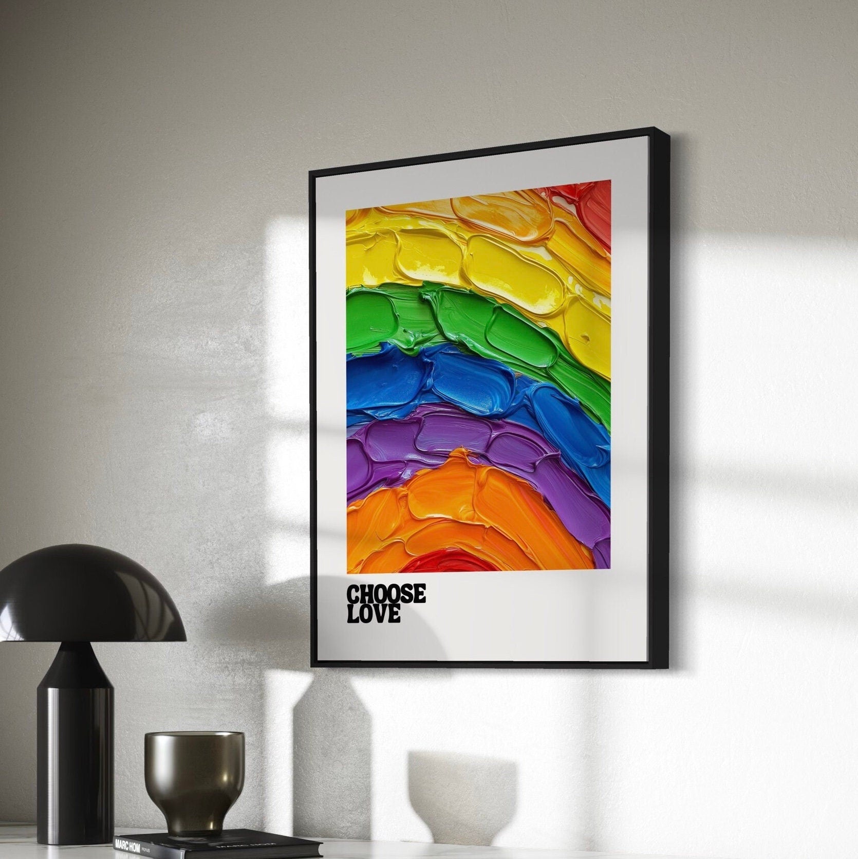 LGBTQ+ Wall Decor "Choose Love Pride Art Print" | Rainbow Poster for Queer Visibility, Inclusive Pride Artwork, LGBTQIA Home Decor