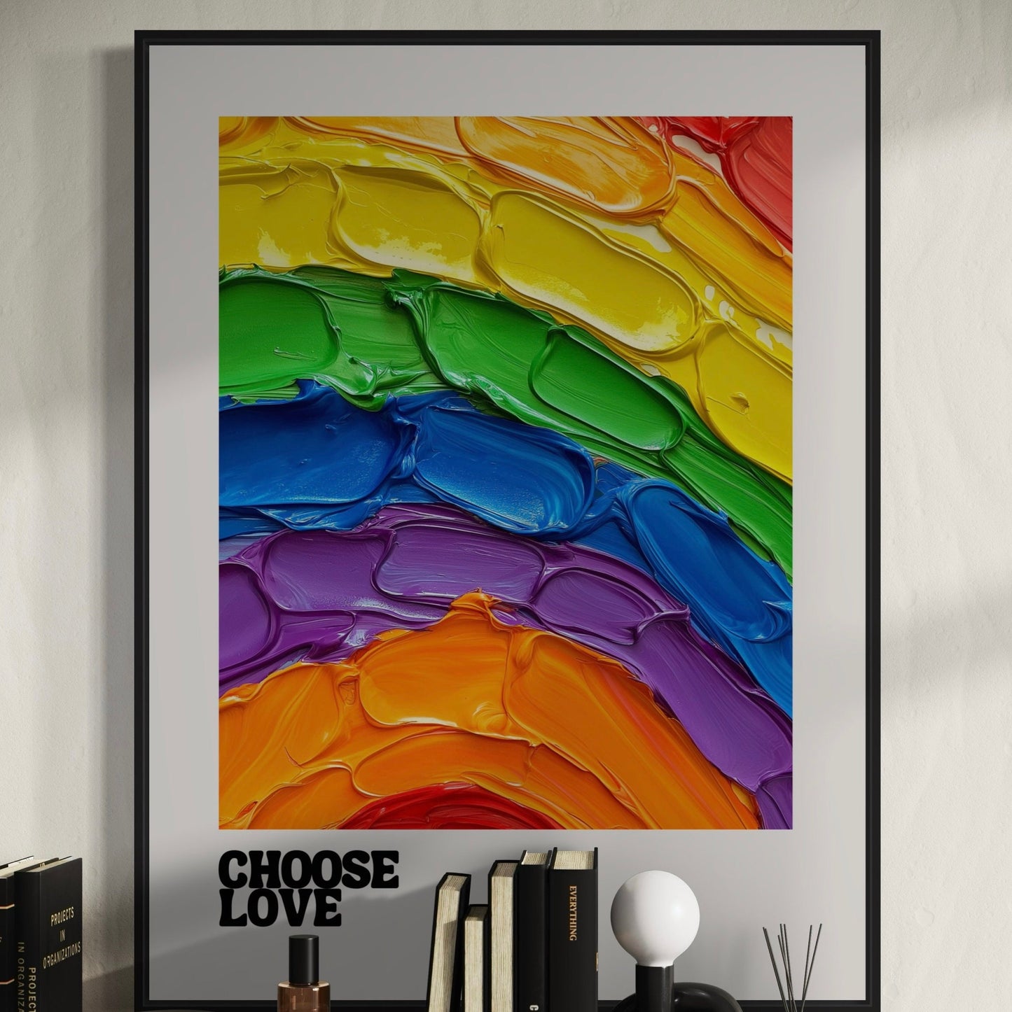 LGBTQ+ Wall Decor "Choose Love Pride Art Print" | Rainbow Poster for Queer Visibility, Inclusive Pride Artwork, LGBTQIA Home Decor