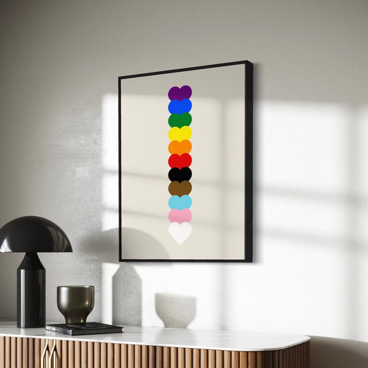 Progress Pride Art Print, LGBTQ Pride Wall Decor, Let Love Guide, - Progress Pride Flag Colours Art