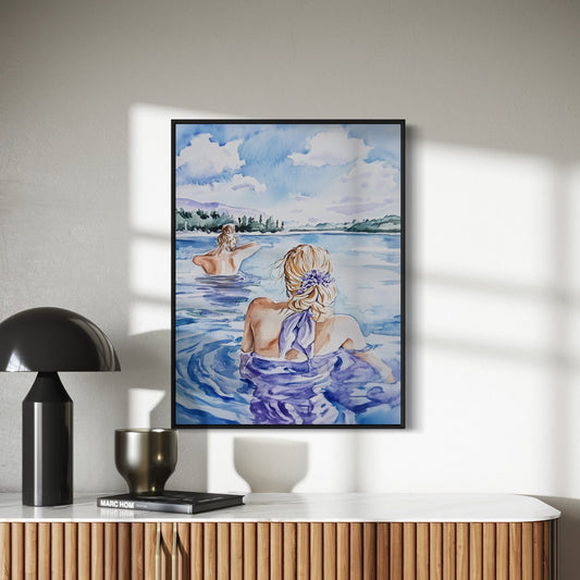 Whispers in the Water Sapphic Art Print | Lavender Menace-Inspired Queer Art | Celebrating Love and Connection | Premium Unframed Wall Decor