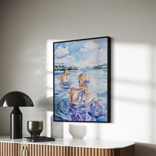 Whispers in the Water Sapphic Art Print | Lavender Menace-Inspired Queer Art | Celebrating Love and Connection | Premium Unframed Wall Decor