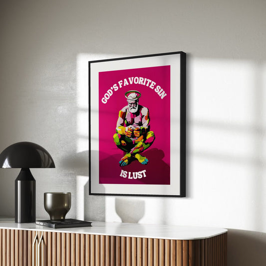 God's Favorite Sin is Lust | Bold Queer Art | Premium Matte Print | LGBTQ Artwork | Gift for Queer community, Unframed Wall Art