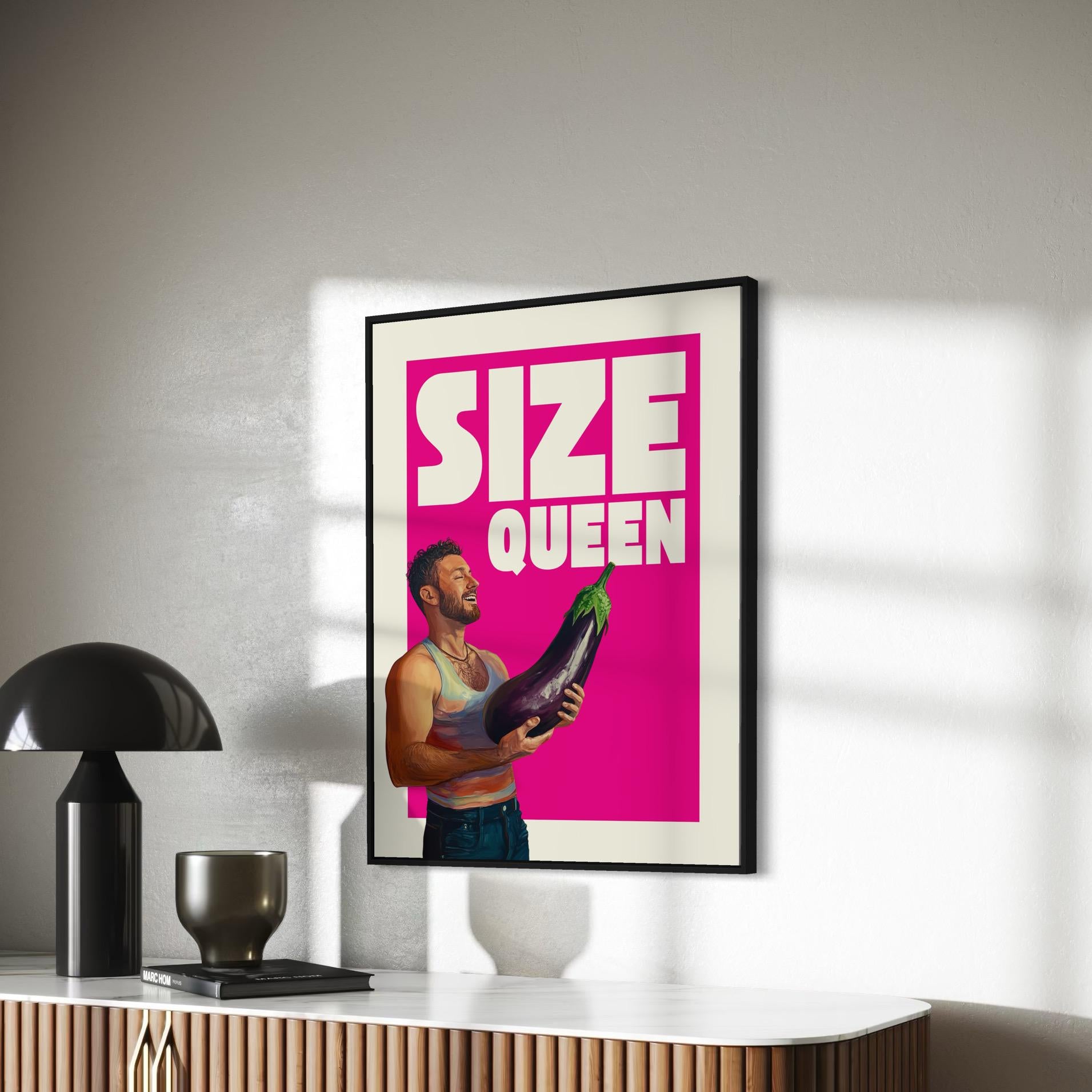 Size Queen Art Print | Bold & Playful LGBTQ+ Wall Decor | Vibrant Queer Art | Premium Matte Paper | Perfect Gift for Pride and Joyful Spaces