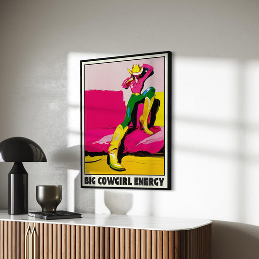 Big Cowgirl Energy Art Print | Bold Pop Art LGBTQ Pride Decor | Colourful Unframed Print on Premium Matte Paper | Statement Wall Art