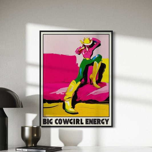 Big Cowgirl Energy Art Print | Bold Pop Art LGBTQ Pride Decor | Colourful Unframed Print on Premium Matte Paper | Statement Wall Art