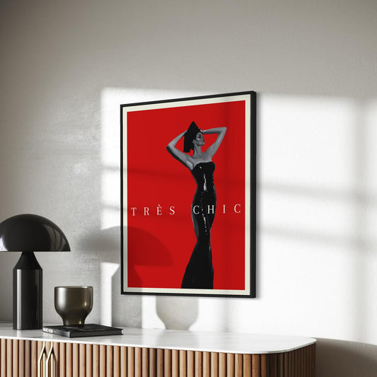 Très Chic - Fashion Art Print, Bold Red & Black, Modern Decor, 200gsm Matte Unframed Print, Stylish Wall Art, Perfect Gift for Trendsetters