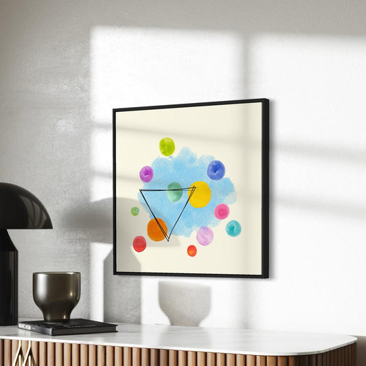 Unity in Colour | Abstract Watercolour Print with Geometric Triangle | Unframed Art for Home or Office Decor | 1 of 3 in Coordinated Set