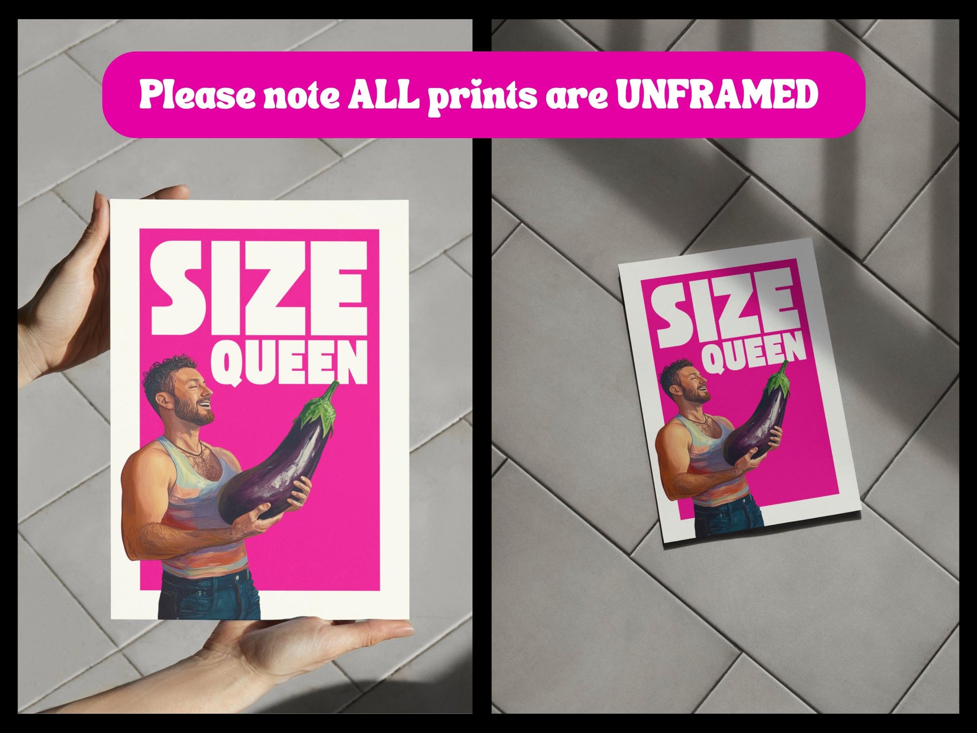 Size Queen Art Print | Bold & Playful LGBTQ+ Wall Decor | Vibrant Queer Art | Premium Matte Paper | Perfect Gift for Pride and Joyful Spaces