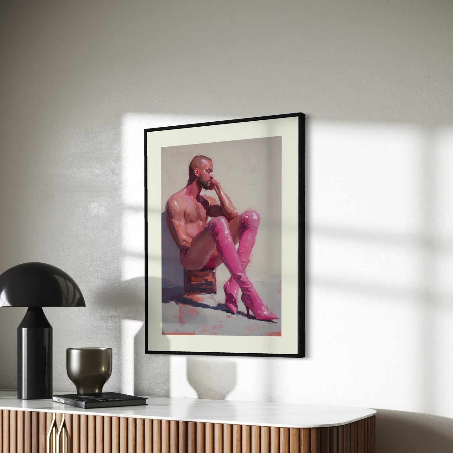 Pink Boot Introspection Art Print | Bold LGBTQ+ Wall Decor on Premium Matte Paper | Queer Art for Thoughtful Spaces | Unframed Print