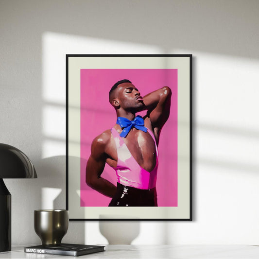 Elegance Tied in Blue - Ribbon & Resilience Collection LGBTQ+ Art for Queer People + Allies - Bold Pink, Black Pride Poster