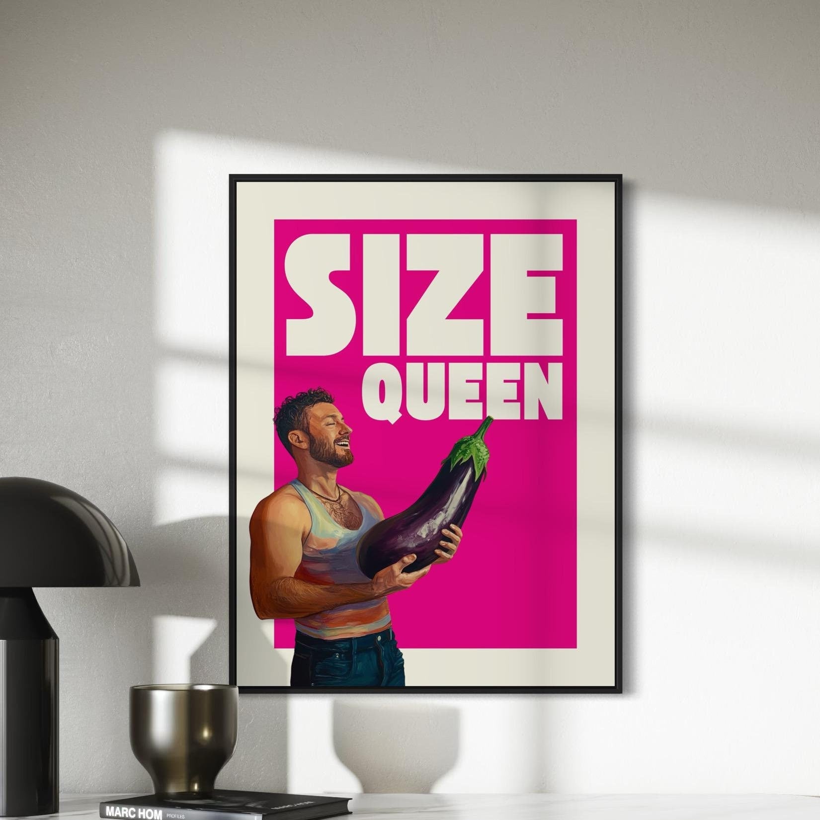 Size Queen Art Print | Bold & Playful LGBTQ+ Wall Decor | Vibrant Queer Art | Premium Matte Paper | Perfect Gift for Pride and Joyful Spaces