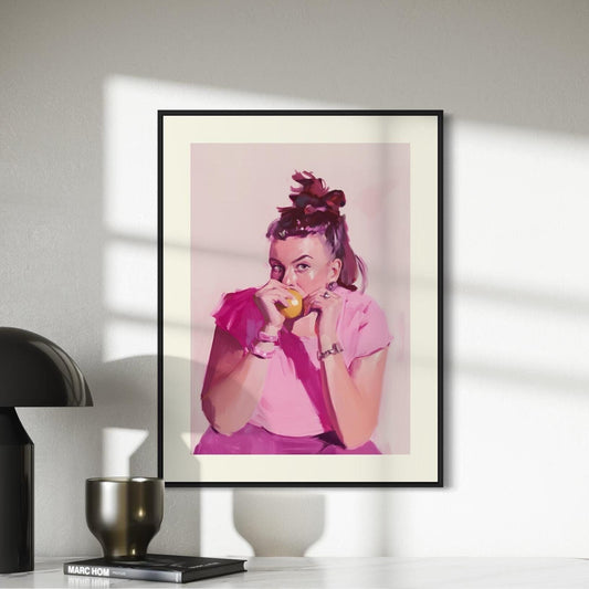 Lizzie - Modern Watercolour Portrait in Pink | Cozy, Contemporary and non-conformist | 200gsm Matte Unframed Wall Art, Unique Gift Idea