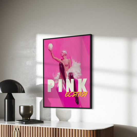 PINK Ecstasy Art Print - Bold LGBTQ Pop Art, Vibrant Pink Decor, Queer Wall Art, Sapphic Culture, 200gsm Matte Paper, Unframed