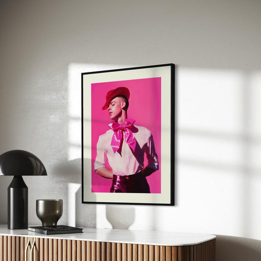 Ribbon and Resilience Queer Art Print | LGBTQ+ Empowerment Artwork | Premium Unframed Pink Decor for Pride and Self-Expression