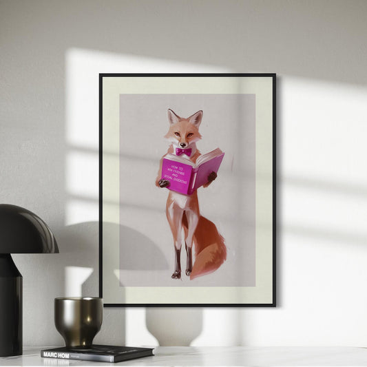 How to Win Friends and Steal Chickens - Cheeky Queer Art Print, Fox Reading Poster, LGBTQ+ Wall Decor, Premium Matte Artwork