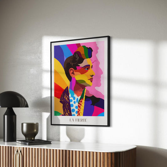 La Fierté Minimalist Pride Art Print - LGBTQ+ Wall Decor in Bold Colours - Queer Affirmation Artwork - Printed on Premium Matte Paper