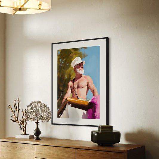 Silver Sailor Oil Painting Print – Bold Queer Art, Nautical LGBTQ+ Decor, Premium Unframed 200gsm Matte Paper, Gay Wall Art