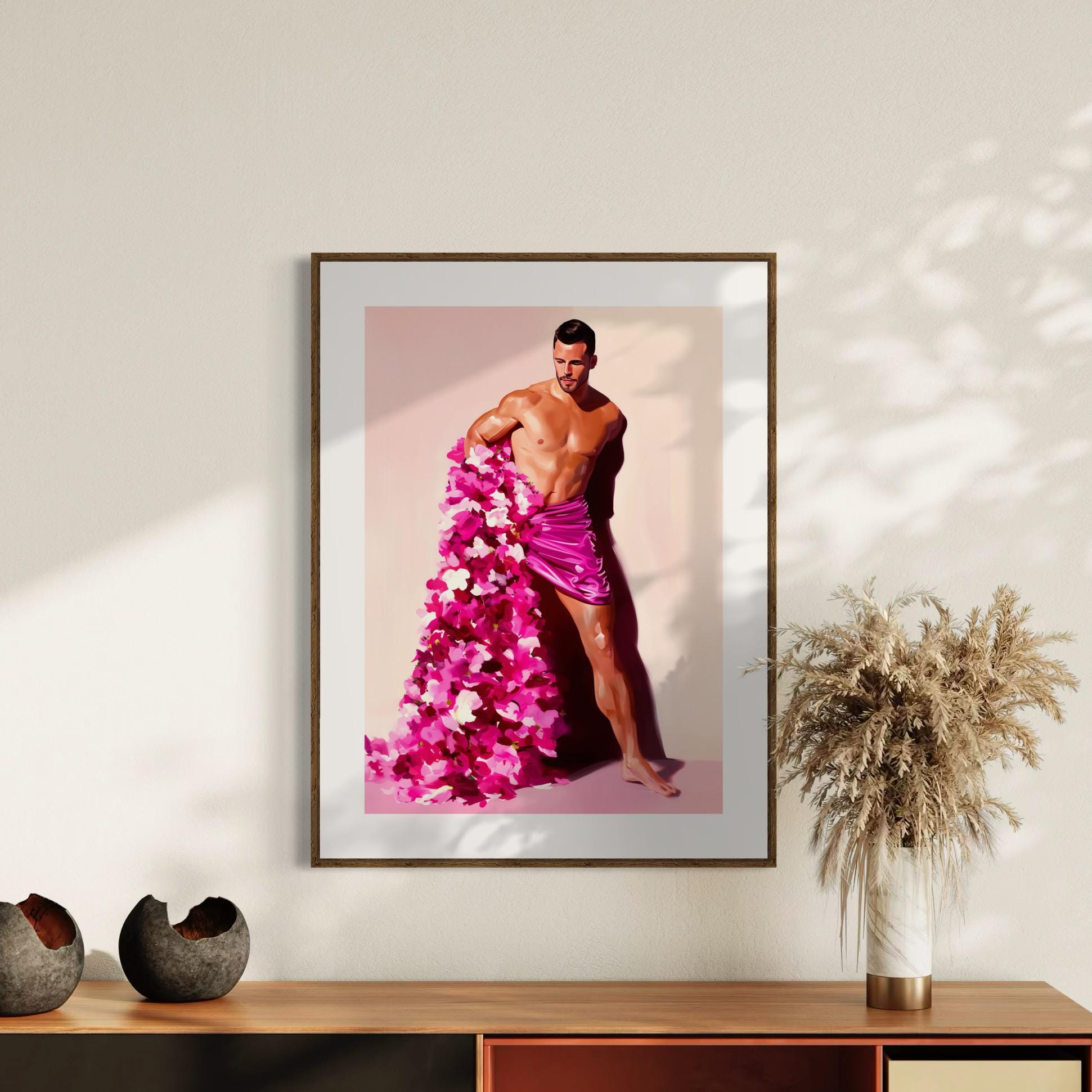 Floral Rebellion – LGBTQ+ Art Print | Queer Resistance Oil Painting | Bold & Beautiful Gay Home Decor | Unframed 200gsm Matte Print