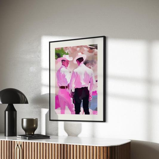 Take My Hand – Romantic Cowboy Watercolour Queer Art Print, LGBTQ+ Pride Western Wall Decor, Premium Matte Unframed Artwork