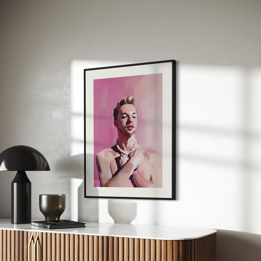 Pearl Power – Queer Oil Painting Print | LGBTQ+ Art | Elegant Gay Wall Art | Baroque Aesthetic | 200gsm Unframed Print