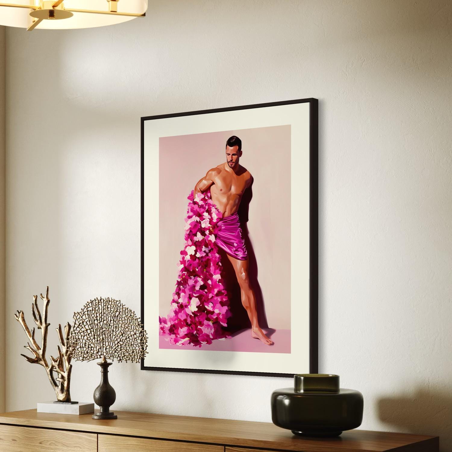 Floral Rebellion – LGBTQ+ Art Print | Queer Resistance Oil Painting | Bold & Beautiful Gay Home Decor | Unframed 200gsm Matte Print