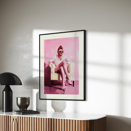 The Power Seat – Queer Oil Painting Print | Bold LGBTQ+ Art | Drag Glam Wall Decor | Androgynous Aesthetic | High Fashion Unframed Print