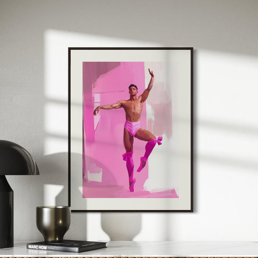 Ballerina Boys Print (1 of 3) - Queer Ballet Art, Pink Aesthetic, Gay Wall Decor, Bold Dance Illustration, LGBTQ+ Art Print