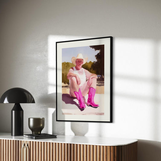 Rodeo Daddy Art Print – Queer Western Wall Art | Camp Aesthetic Decor | Fun Gay Art Poster | Masculine Femme Pride | Gift for Him