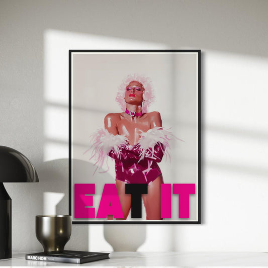 EAT IT Queer Art Print | Bold Campy Wall Art | Drag Queen Decor | LGBTQ+ Poster | Premium Unframed Oil Painting Print