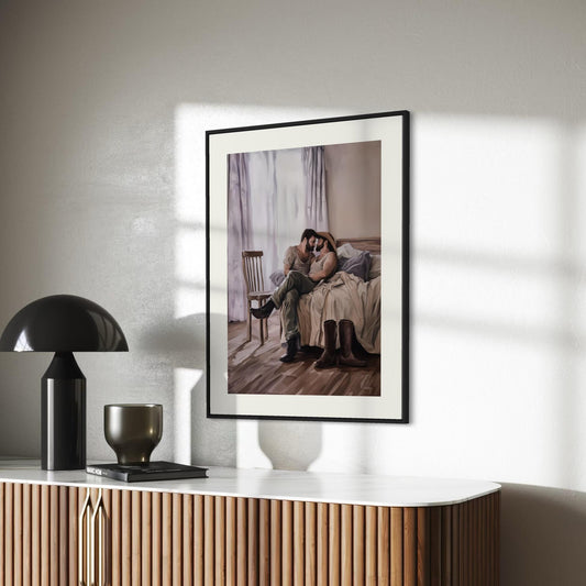 Afternoon Rodeo LGBTQ Wall Art | Gay Cowboy Watercolour Print | Queer Intimate Cowboy Art – Unframed Matte Bedroom Decor