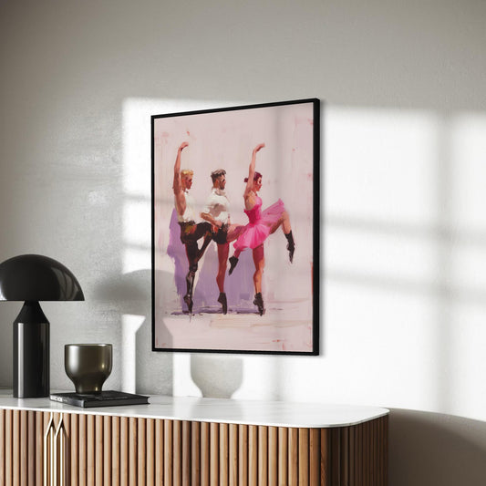 Empowered & en Pointe – Queer Ballet Oil Painting Print | Gay Dance Wall Art in Pink | LGBTQ+ Balletcore Decor – Unframed Matte Poster