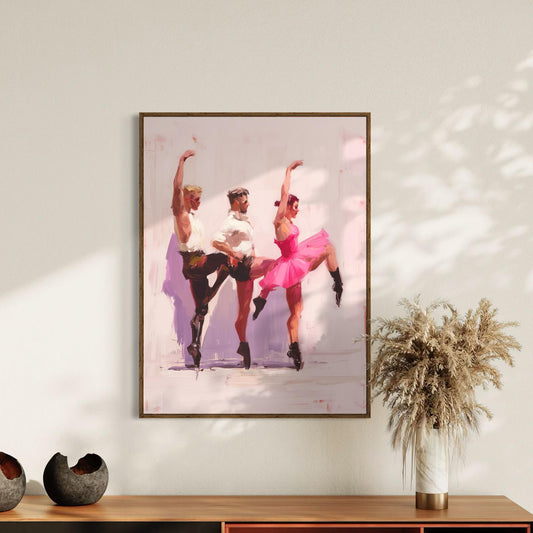 Empowered & en Pointe β Queer Ballet Oil Painting Print | Gay Dance Wall Art in Pink | LGBTQ+ Balletcore Decor β Unframed Matte Poster