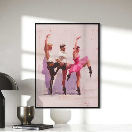 Empowered & en Pointe – Queer Ballet Oil Painting Print | Gay Dance Wall Art in Pink | LGBTQ+ Balletcore Decor – Unframed Matte Poster