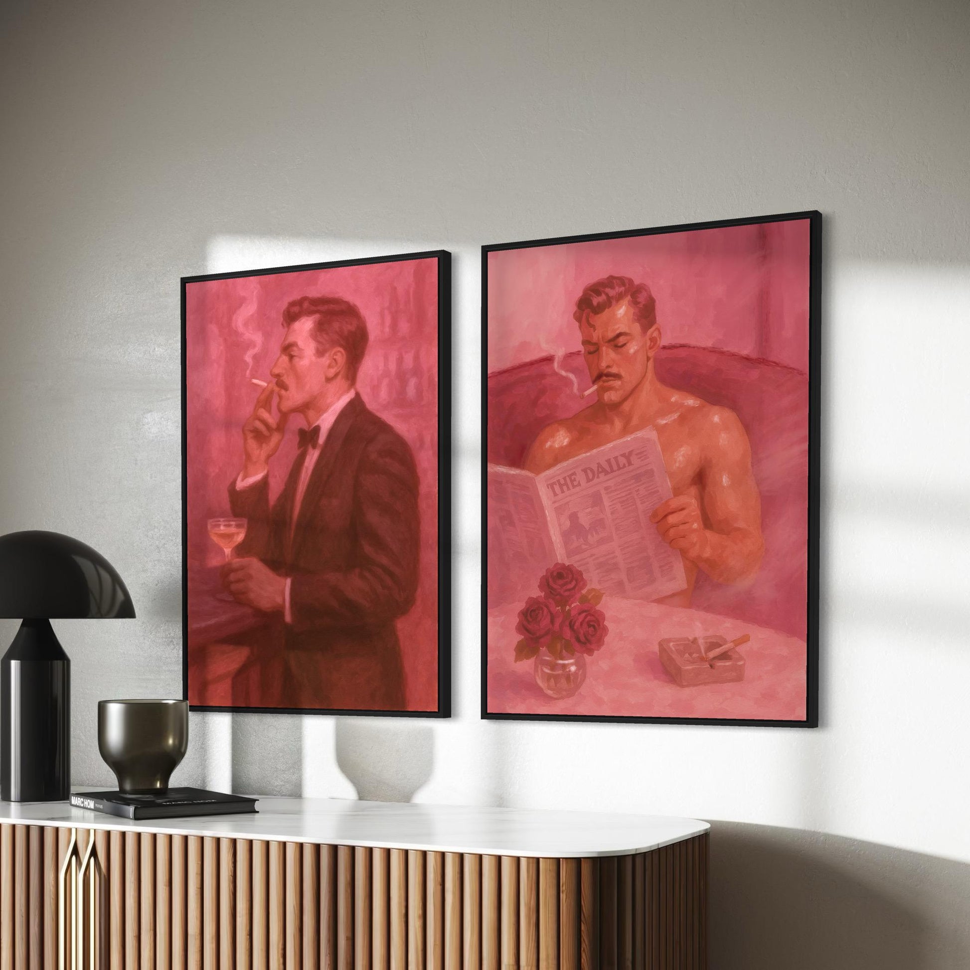 Light Me Up - Queer Wall Art Print | Gay Man in Tuxedo | Oil Painting Queer Print | Unframed Matte LGBTQ+ Art Poster, Vintage Aesthetic