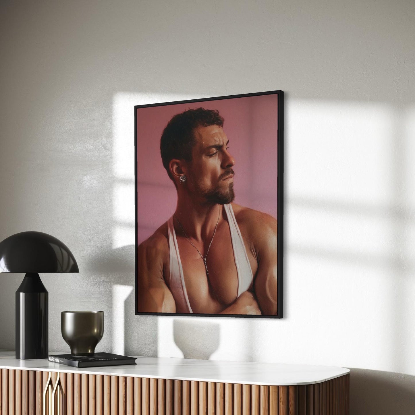 Diamond Gaze Art Print - Muscular Gay Male Portrait | Masculinity made queer Wall Art | LGBTQ Home Decor | Unframed 200gsm Matte Paper Print