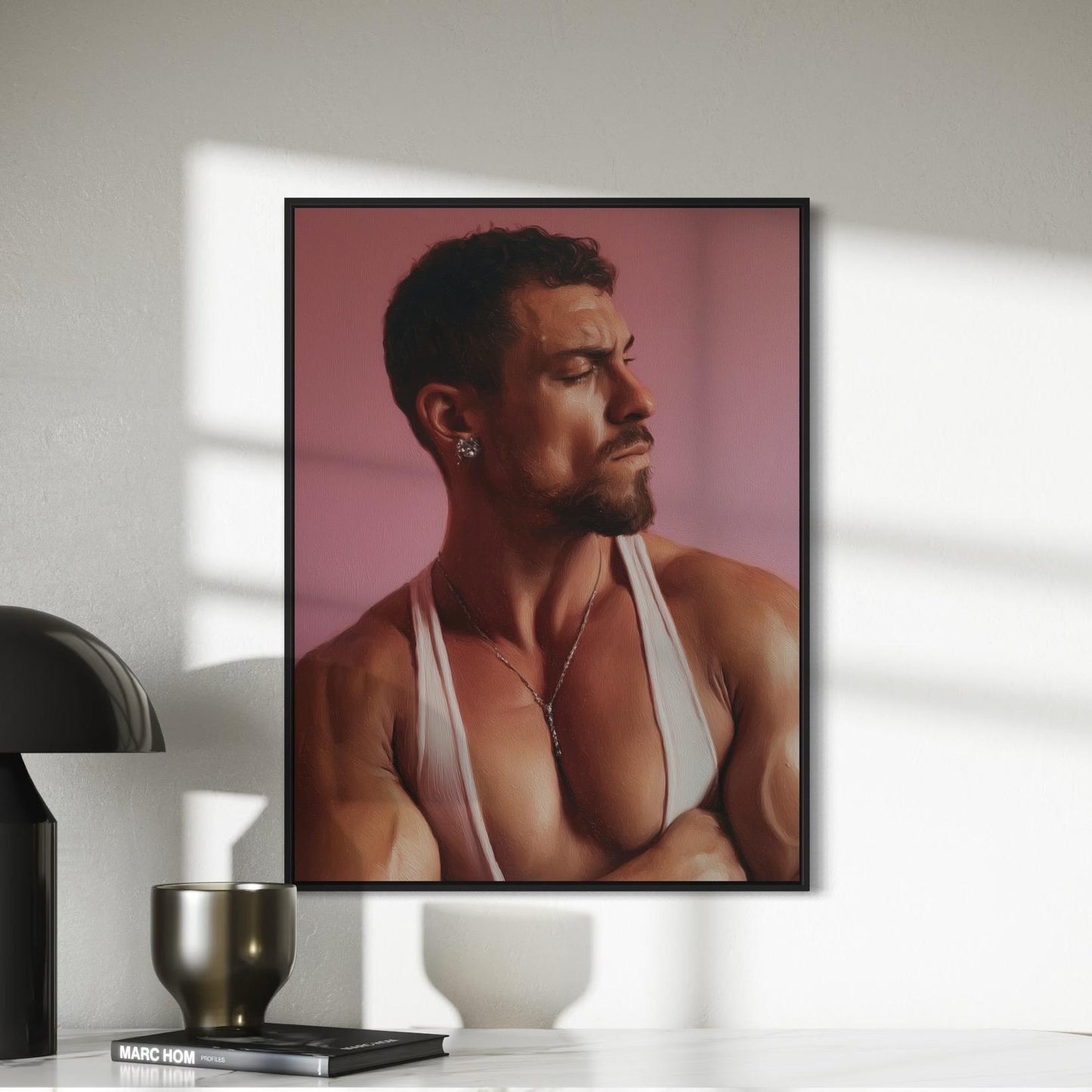 Diamond Gaze Art Print - Muscular Gay Male Portrait | Masculinity made queer Wall Art | LGBTQ Home Decor | Unframed 200gsm Matte Paper Print