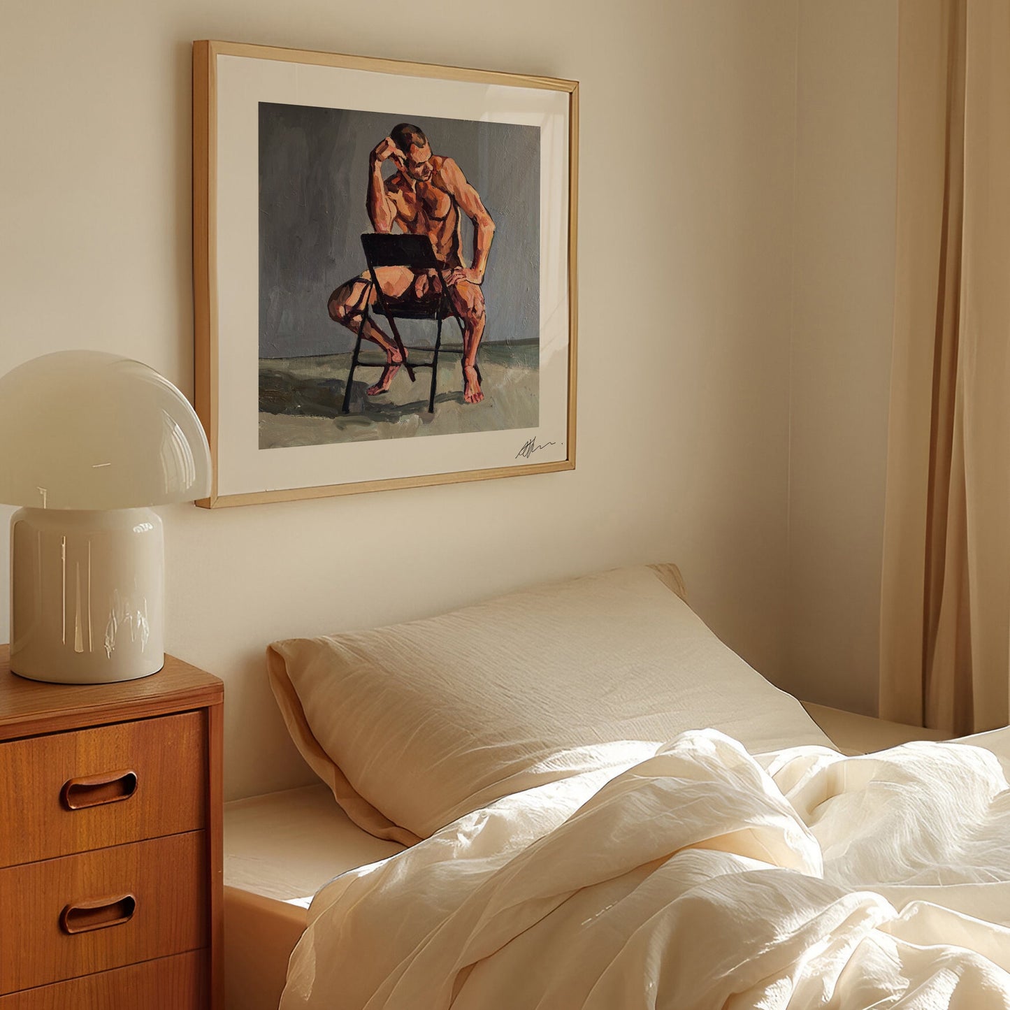 Johnny astride a chair (2025) by Andy Sylvester
