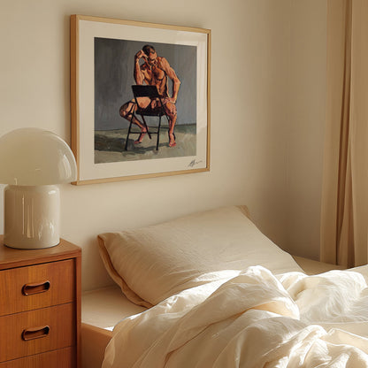 Johnny astride a chair (2025) by Andy Sylvester