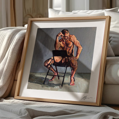 Johnny astride a chair (2025) by Andy Sylvester