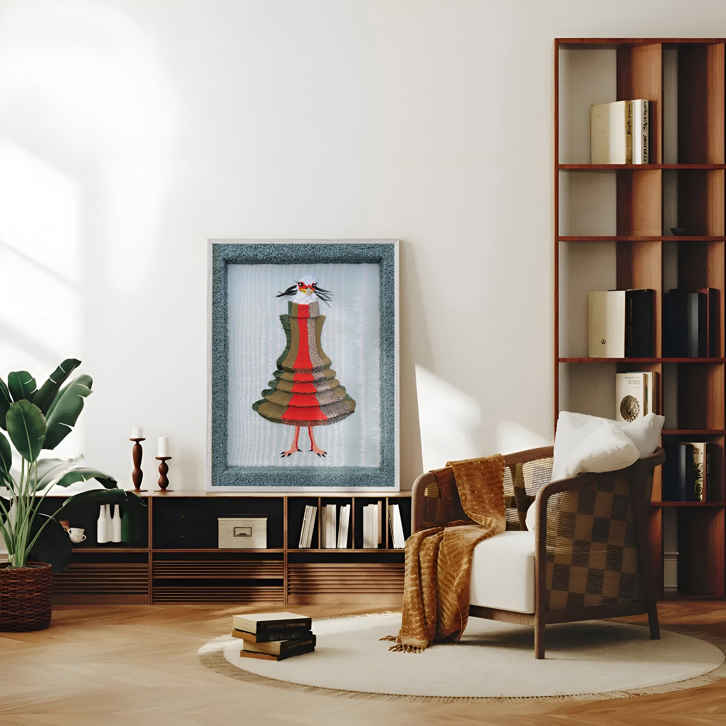 Secretary Bird in Accordion Dress (2026) by Oscar Arrais
